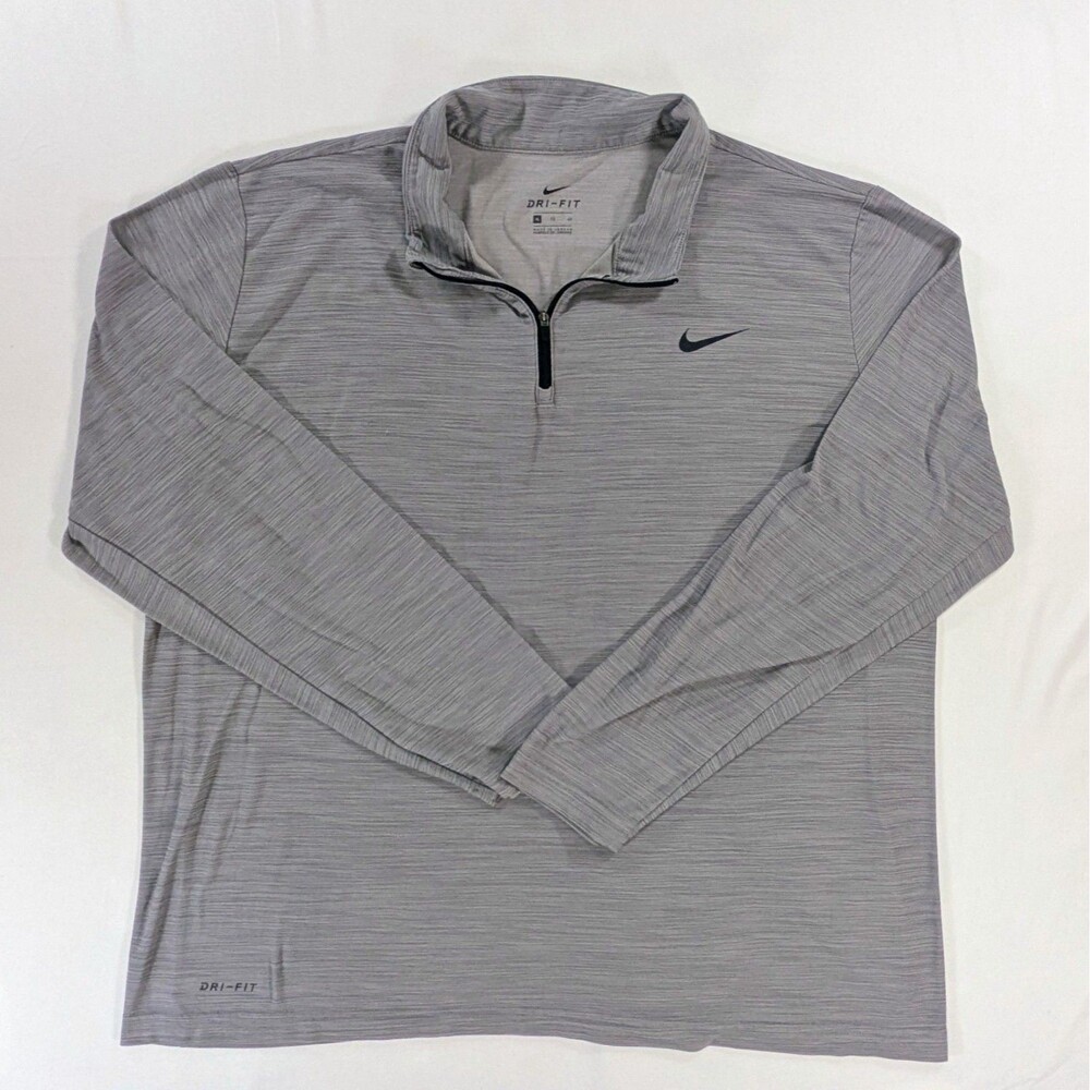 Nike Pullover Mens XL Gray Dri-FIT Running 1/4 Zip Long Sleeve